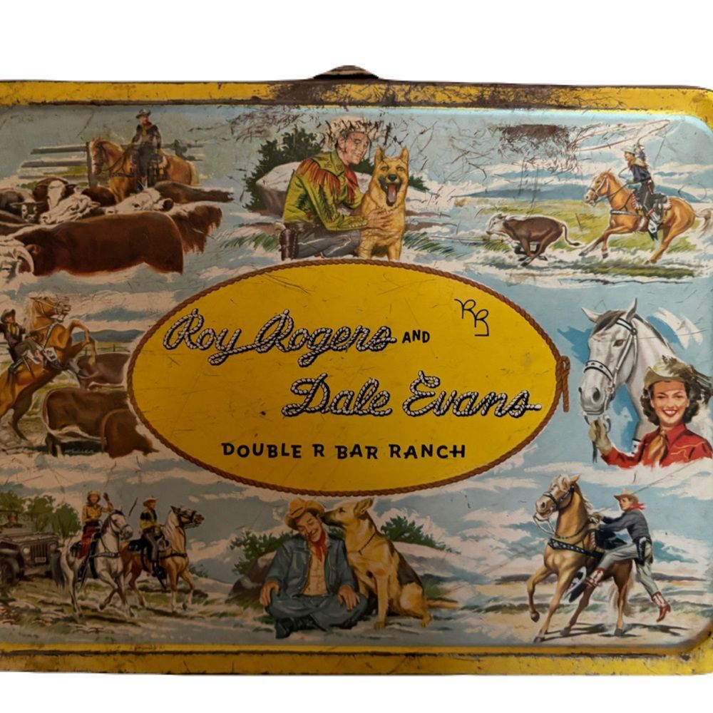 Roy Rogers and Dale Evan’s 1950s Double R Bar Ranch Lunch Box, Fair Condition